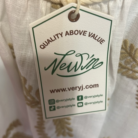 NWT White Palm Tree Embroidered Midi Dress - Very J - Picture 5 of 5